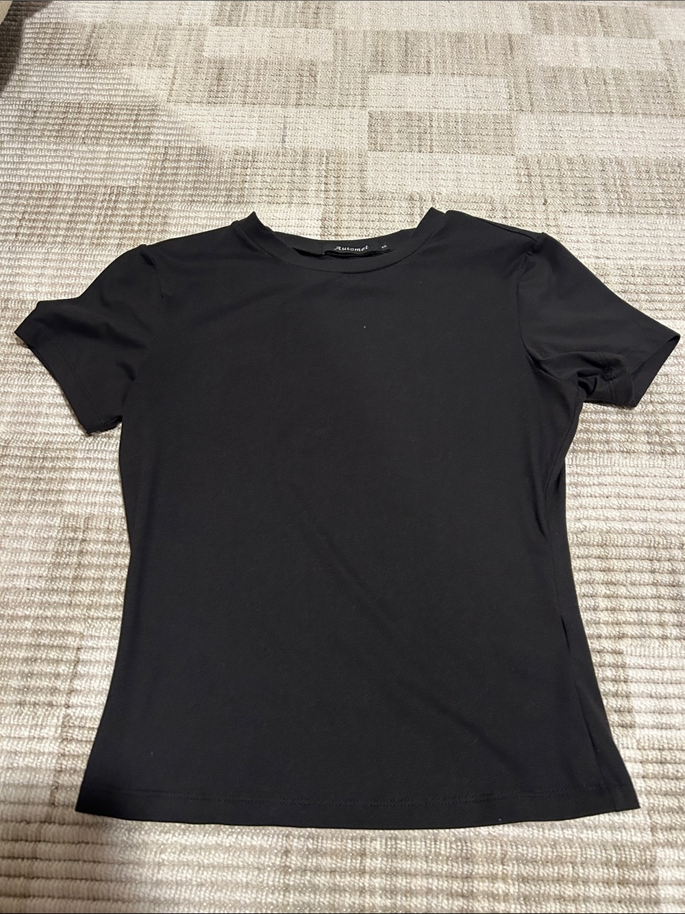 Classic Black Crewneck Short Sleeve Tee - Women